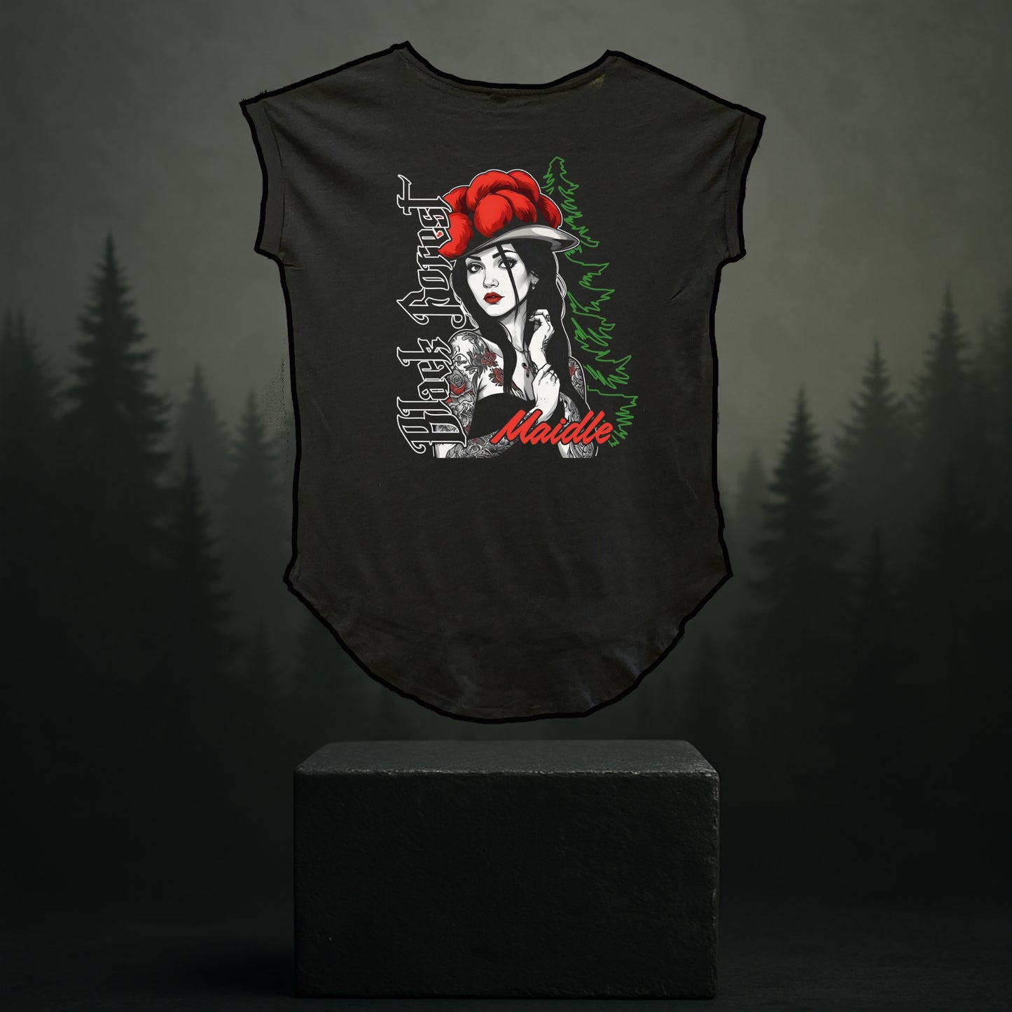 Black Forest Maidle Shirt lässig Backprint