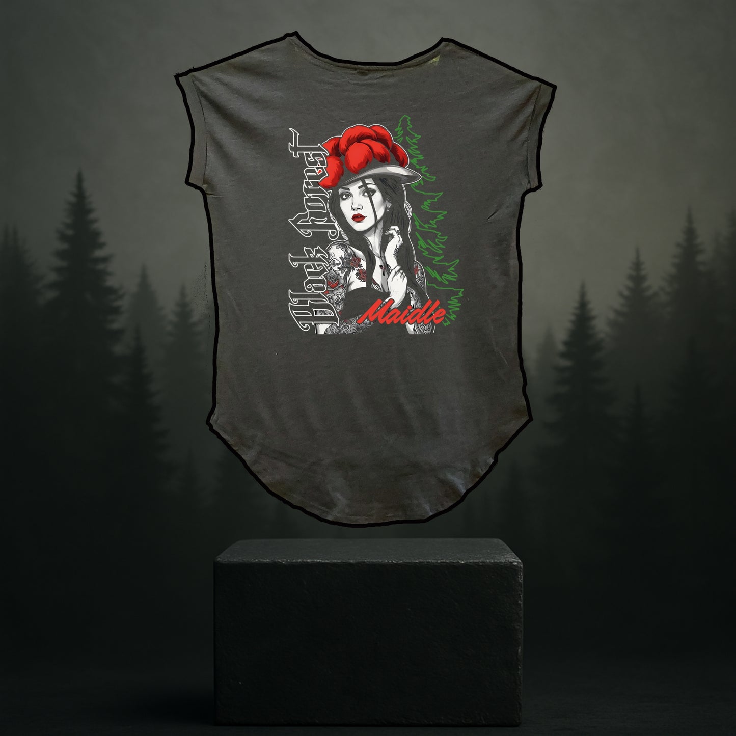 Black Forest Maidle Shirt lässig Backprint