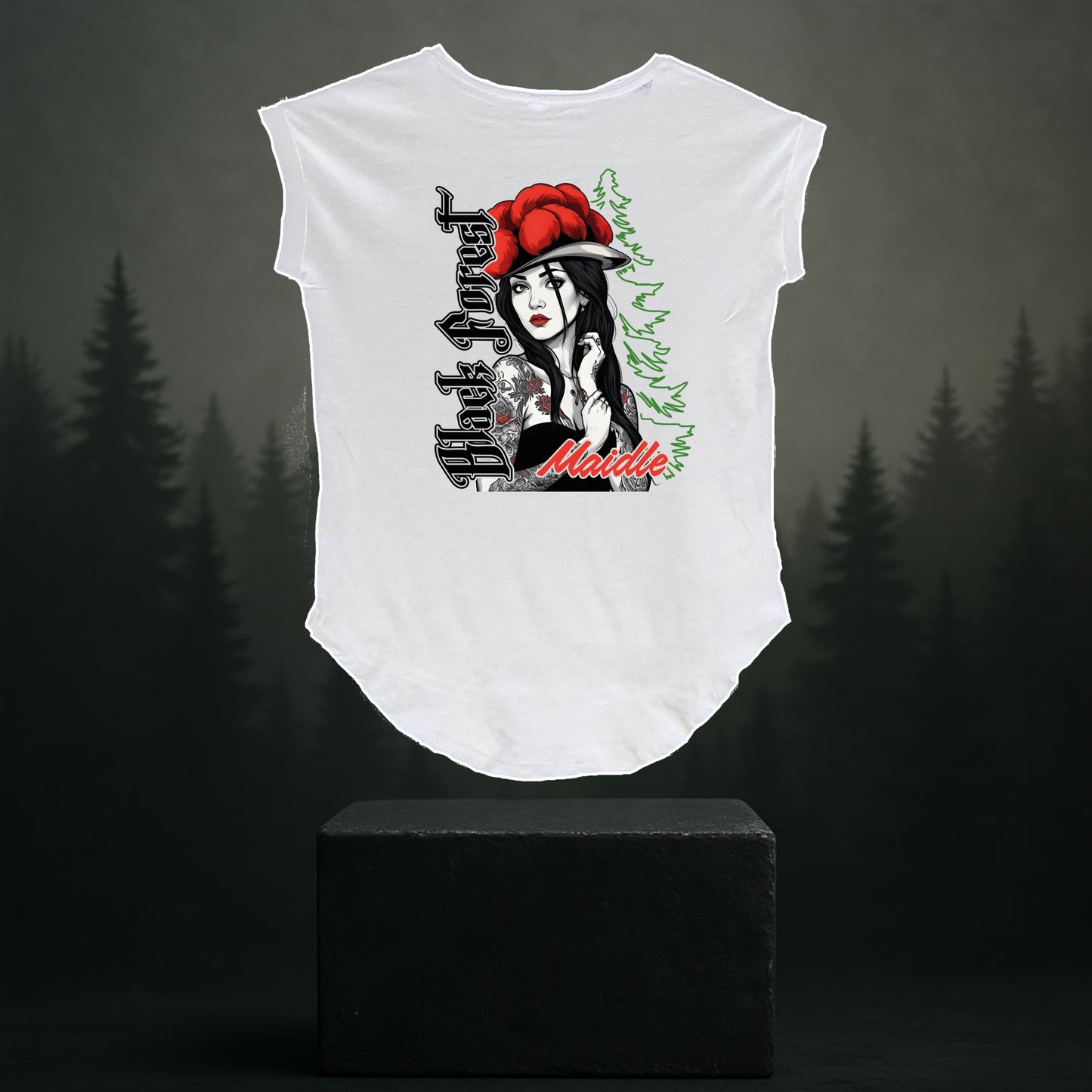 Black Forest Maidle Shirt lässig Backprint